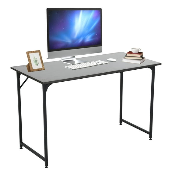 YRLLENSDAN 47 inch Computer Desk,Office Desk with Metal Frame,Modern Simple Style for Home Office Study,Writing for Small Space, Black