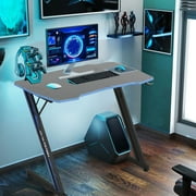 YRLLENSDAN 47 inch Gamaing Desk Z Shaped Gaming Workstation Ergonomic Gaming Table PC Computer Desk with Headphone Hook, Blue