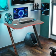 YRLLENSDAN 47 بوصة مكتب ألعاب على شكل Z محطة عمل ألعاب مريحة طاولة ألعاب كمبيوتر مكتب كمبيوتر مع خطاف سماعة ، أحمر