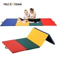 thumbnail image 1 of YRLLENSDAN Large Gymnastics Mat Folding Gym Mat for Kids Leather Tumbling Mat for Gymnastics for Home Schooling and Daycare Cheer Mat Thick Exercise Mat for Home Workout 4×8 ft,Colourful, 1 of 13
