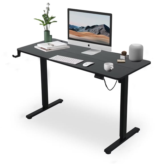 YRLLENSDAN 48 IN Electric Standing Desk Adjustable Height, Modern Computer Table with Headset Rack, Ergonomic Office Desk with 2 Memory Function, Black
