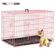 YRLLENSDAN 48 inch Large Dog Crate for Large Dog XXL Dog Crate Foldable Metal Dog Crate with Divider Large Dog Kennel Indoor Large Dog Cage with 2 Doors, Pink