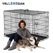 YRLLENSDAN 48 inch XXL Dog Crate Large Dog Crate for Large Dog Foldable Dog Crate with Divider Metal Dog Crate XXL Large Dog Kennel Indoor Large Dog Cage, Black