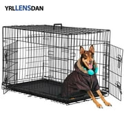 YRLLENSDAN 48 inch Large Dog Crate for Large Dog XXL Dog Crate Foldable Metal Dog Crate with Divider Large Dog Kennel Indoor Large Dog Cage with 2 Doors, Black