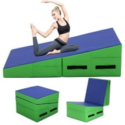 YRLLENSDAN Gymnastic Mats, Tumbling Wedge Mat Cheese Mat Gymnastics Incline Mat Gymnastics Wedge Mat for Kids Adults, Blue