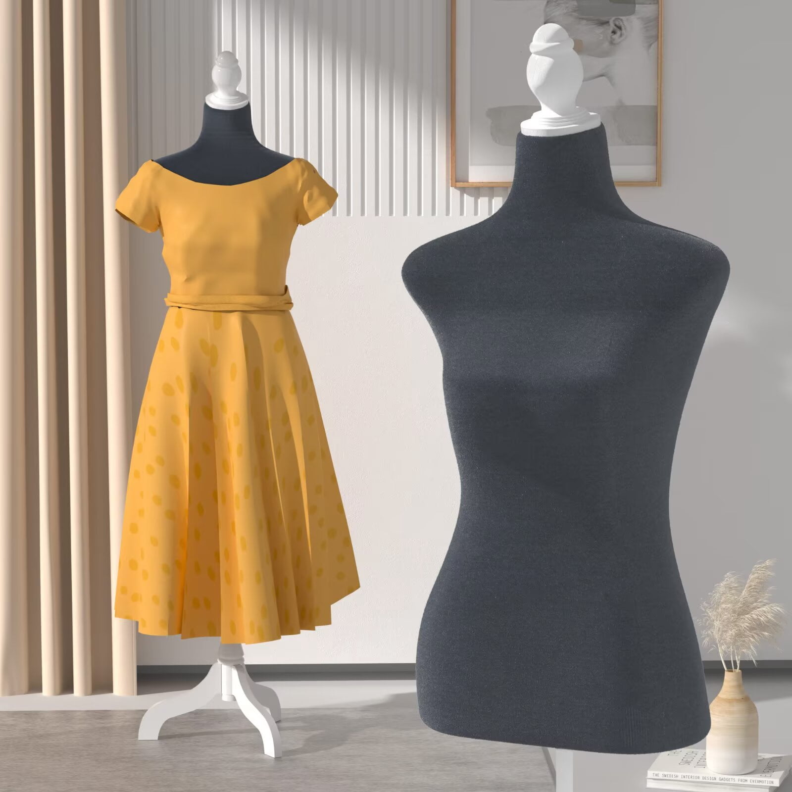 YRLLENSDAN 49.6-63.4 Inch Height Adjustable Sewing Mannequin Body for Clothing Dress Jewelry Display, Half Female Dress Forms with Wooden Tripod Stand for Sewing, Grey