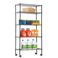 thumbnail image 1 of YRLLENSDAN 5 Tier Metal Shelving Garage Shelving with Wheels 1100LBS Capacity Storage Rack Shelf Wire Rack Shelving Metal Storage Shelves for Kitchen Pantry Garage, Black, 1 of 7