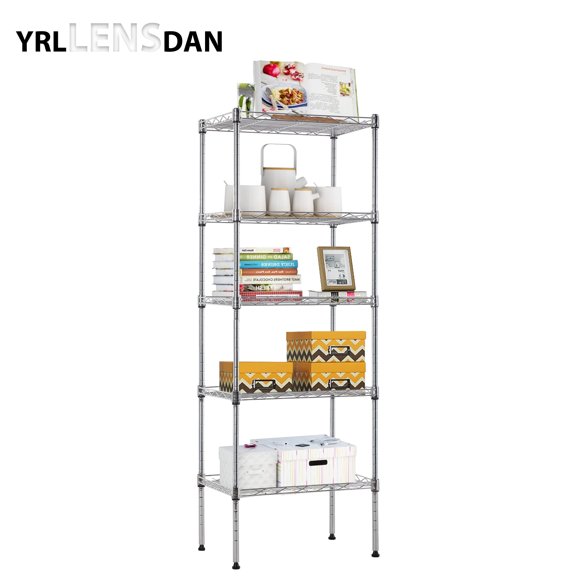 YRLLENSDAN 5 Tier Shelving Unit 17Lx12Wx48H Height-Adjustable Metal Storage Shelves NSF-Certified Rust-resistant Wire Shelving Rack Kitchen Tool Utility Shelves 5 Shelf Storage Rack,Silver