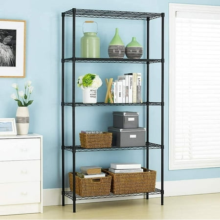 YRLLENSDAN 5 Tier Storage Shelves for Storage Rack, 1250 Lbs Capacity Adjustable Wire Shelving Heavy Duty Steel Layer Shelf Organizer for Bathroom Kitchen