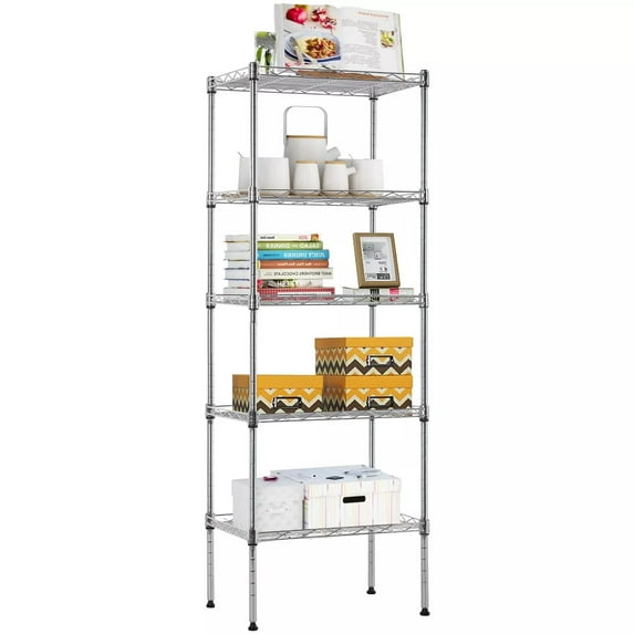 YRLLENSDAN 5-Tier Wire Shelving Unit for Home, 48" Height 750lbs Capacity Metal Storage Shelves for Garage Bedroom Kitchen Adjustable Wall Shelf Organizer for Pantry Closet