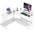 thumbnail image 1 of YRLLENSDAN 50 Inch L shaped Corner Gaming Desk, Adjustable Computer Desk with Large Desktop, Home Office Desk with Monitor Stand, for Home and Work Place, White, 1 of 7