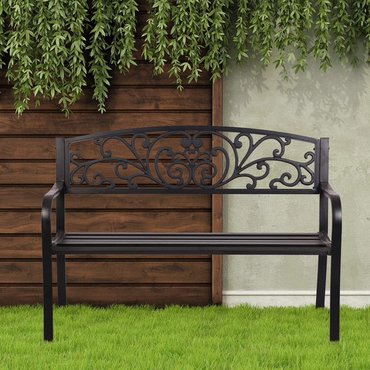 Naipo Outdoor Metal Bench Patio Bench
