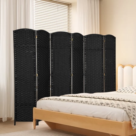 YRLLENSDAN 6 Panel Room Divider 5.57Ft Room Partitions and Dividers Freestanding Folding Screen Partition Room Dividers Privacy Screen Indoor Wall Divider for Bedroom Living Room Office, Black