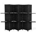 thumbnail image 1 of YRLLENSDAN 6 Panel Room Divider Wall, Room Partitions and Dividers Freestanding Portable Wall Room Partition Folding Room Divider with Removable Storage Shelves, Black, 1 of 8