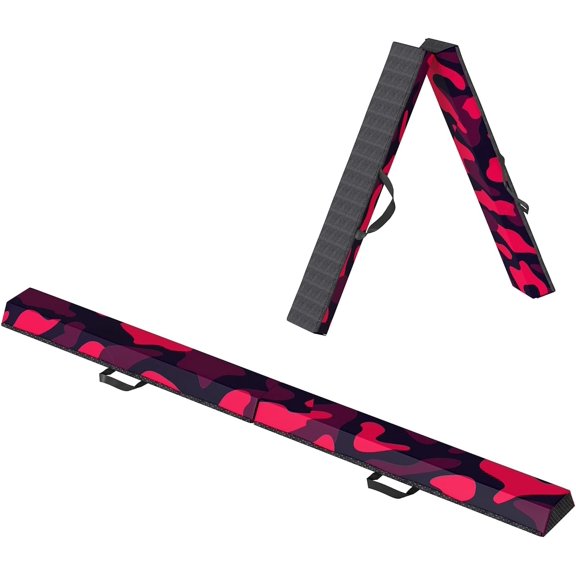 YRLLENSDAN 6 ft Folding Balance Beam for Kids, Foam Balance Floor Beam with Anti-Slip Base & Carry Handles for Home School Gym Training, PinkPurple