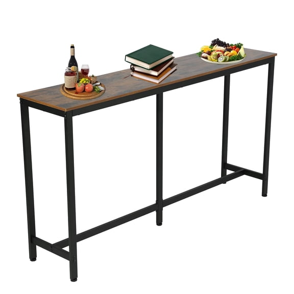 YRLLENSDAN,71”,Outdoor Bar Tables,Bar Height Tables,Narrow Console Table, Adjustable Foot Pads,Suitable for Restaurants, Bars and Coffee Shops,Brown