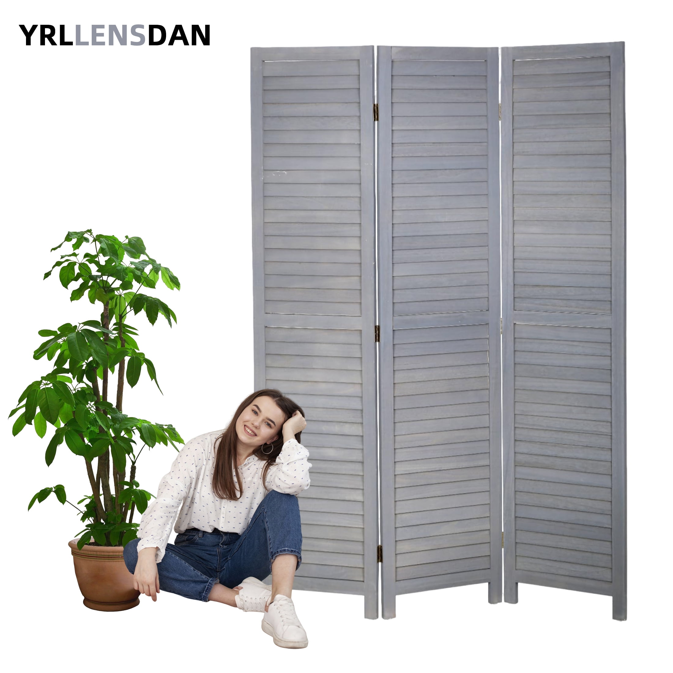 YRLLENSDAN Room Dividers and Folding Privacy Screens, Wall Divider for Living Room, Freestanding Indoor Room Divider for Room Separation, Gray 3 Panels
