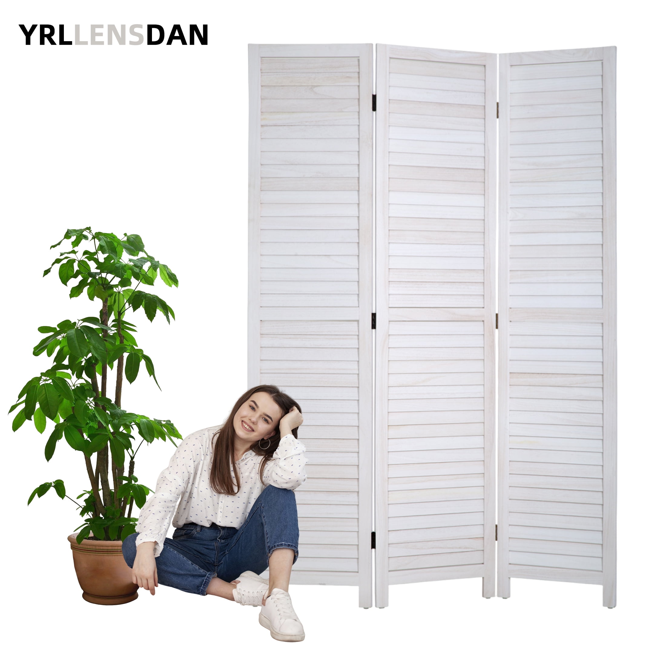 YRLLENSDAN Room Dividers and Folding Privacy Screens, Wall Divider for Living Room, Freestanding Indoor Room Divider for Room Separation, White 3 Panels