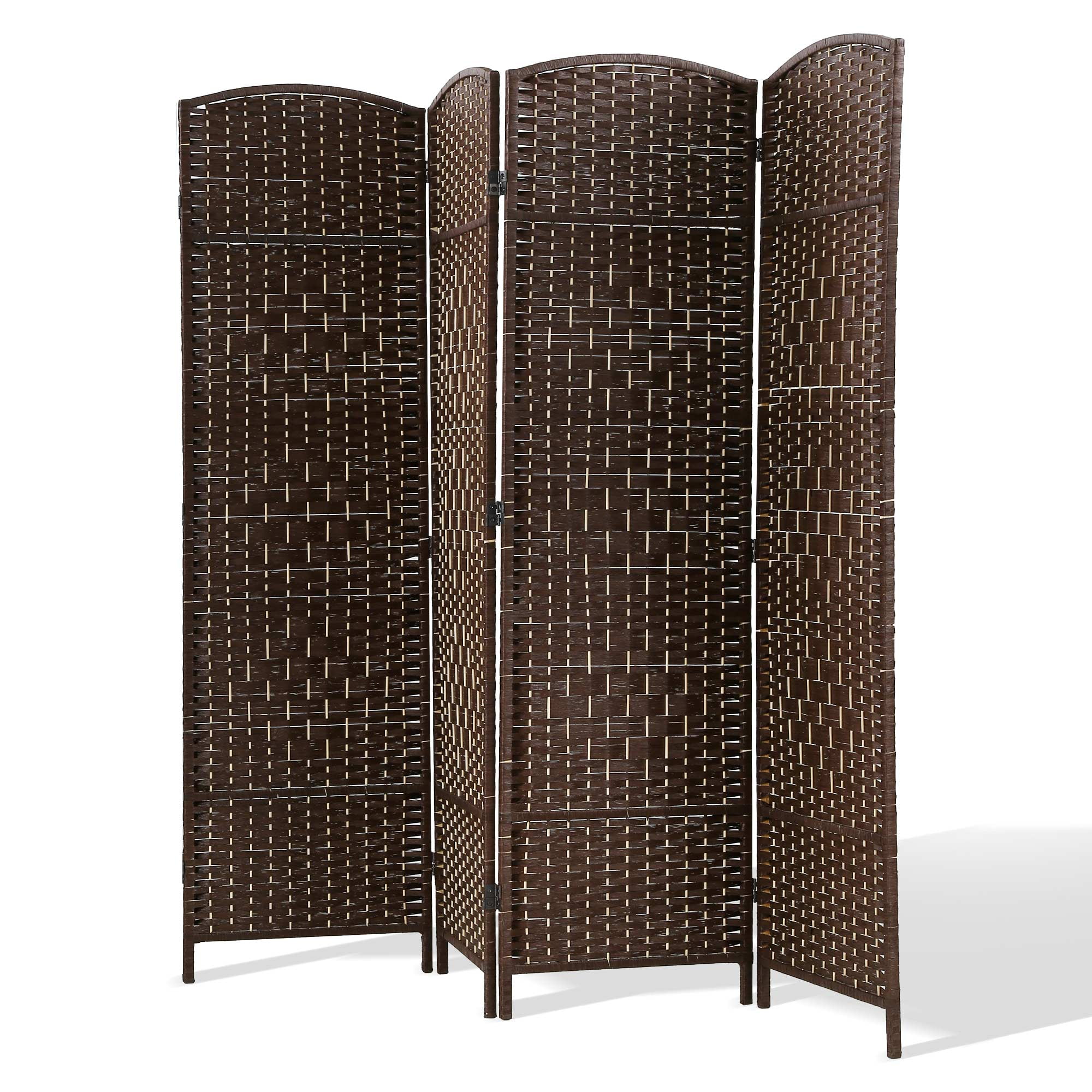 YRLLENSDAN 71in Wood Room Divider Screen with 4 Panels, Room Dividers and Folding Privacy Screens Wall Divider for Living Room Bamboo Room Divider for Room Separation, Brown