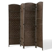 YRLLENSDAN 71in Wood Room Divider Screen with 4 Panels, Room Dividers and Folding Privacy Screens Wall Divider for Living Room Bamboo Room Divider for Room Separation, Brown