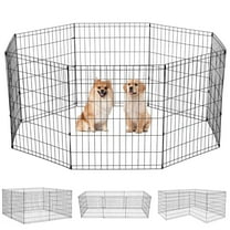 YRLLENSDAN 8 Panels 24”H Metal Dog Playpen, Portable Dog Fence for Yard and RV Camping, Foldable Pet Playpen for Indoor and Outdoor, Black