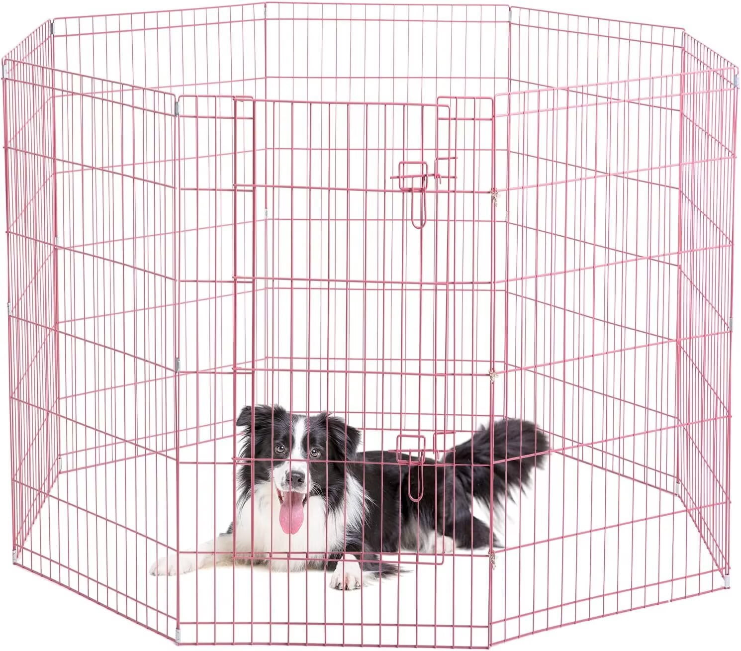 YRLLENSDAN 8 Panels 42”H Metal Dog Playpen, Portable Dog Fence for Yard and RV Camping, Foldable Pet Playpen for Indoor and Outdoor, Pink
