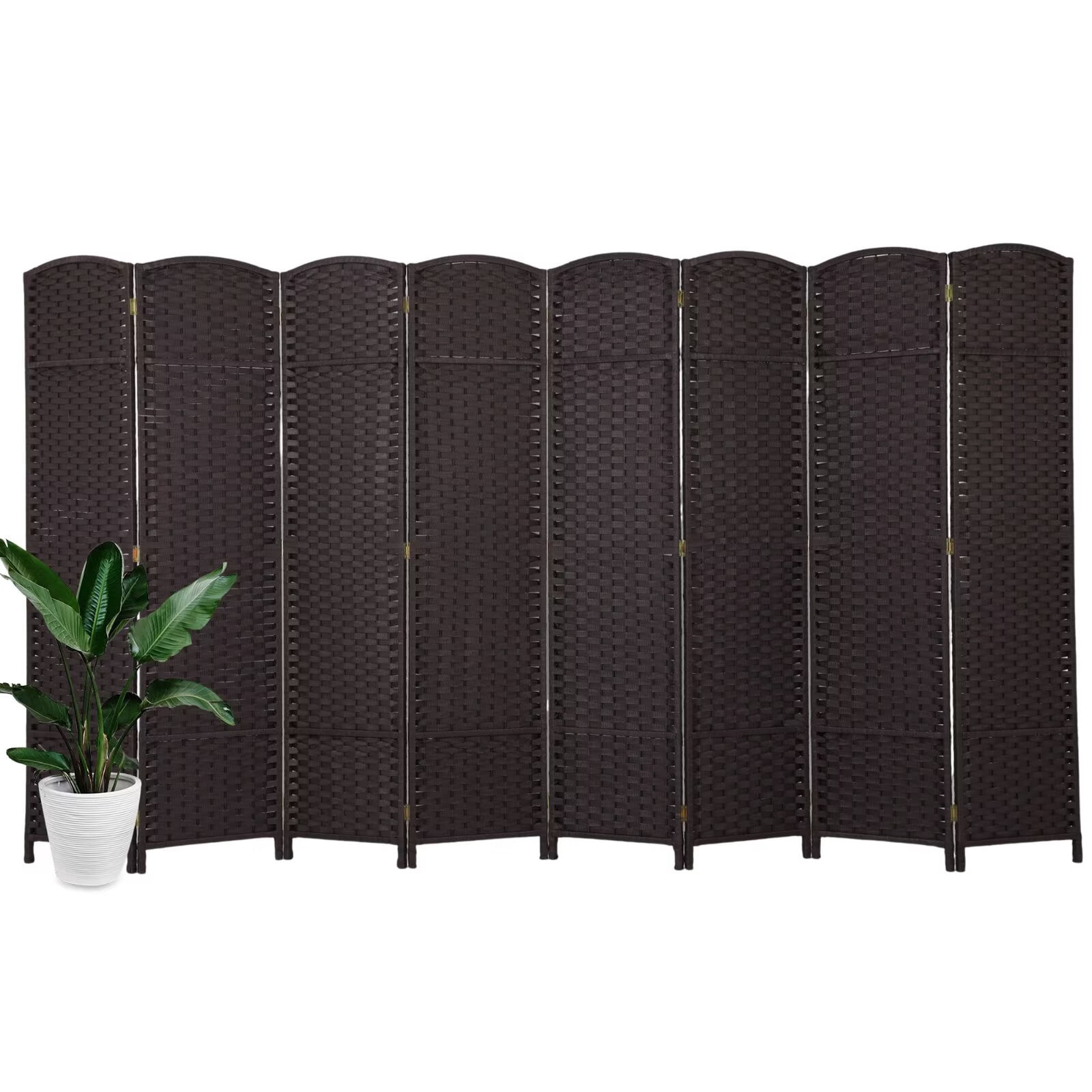 YRLLENSDAN 8 Panels Folding Portable Room Dividers, Free Standing Indoor and Outdoor Privacy Screens for Patio, 66.9 Inches Tall Chinese Wall Divider for Room Separation, Brown