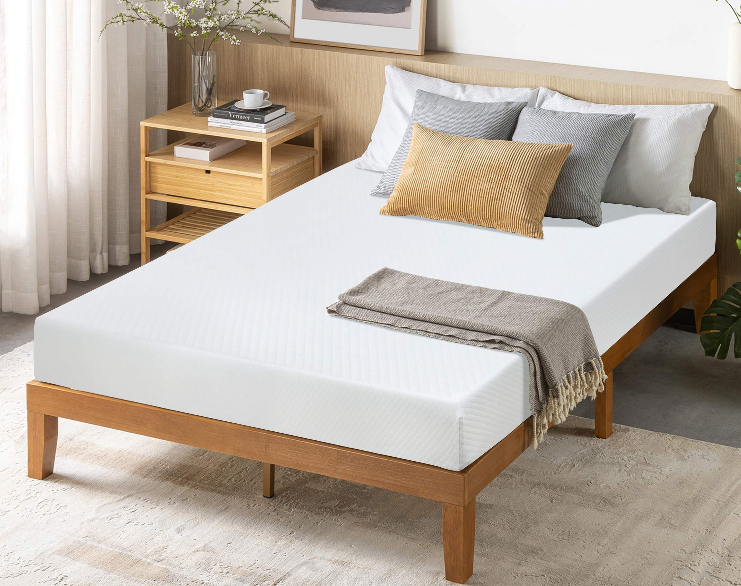 YRLLENSDAN 8 inch Memory Foam Mattress Cooling Gel Green Tea Infused ...