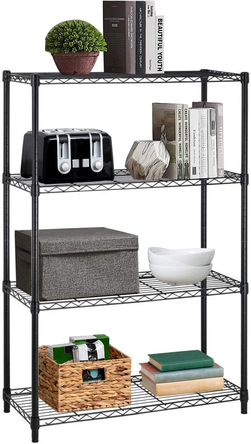 Adjustable Black 4-Tier Wire Kitchen Shelf