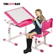 thumbnail image 1 of YRLLENSDAN Adjustable Height Study Table and Chairs for Kids 4-10 Years Old, School Student Desk and Chair Set for Children Homework, Reading Writing Drawing Desk for Kids Ages 4-10, Pink, 1 of 8