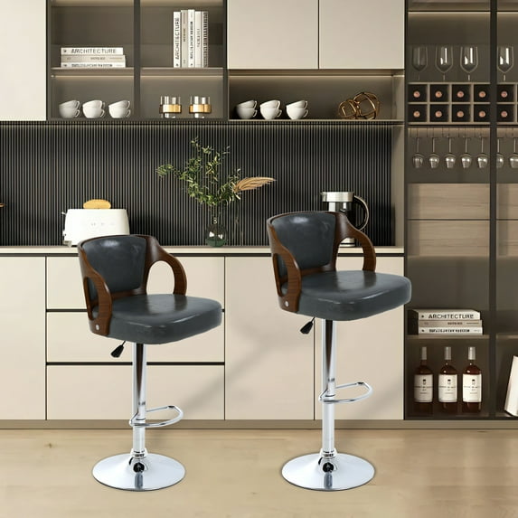 YRLLENSDAN Bar Stools Set Of 2, Swivel Bar Stools with Back & Armrest Bar Stools Adjustable Height Bar Stools for Home Kitchen Home Kitchen, Green