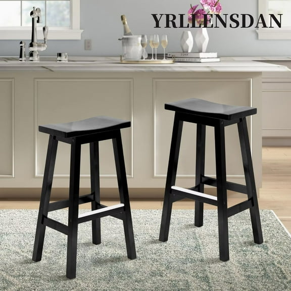 YRLLENSDAN,Bar Stools Set of 2,Kitchen Island Chairs,Stools for Kitchen Counter,Stools for Kitchen Counter,No Backrest,Wood,Modern,Black