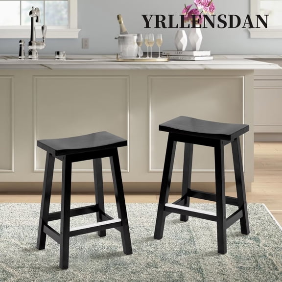 YRLLENSDAN,Bar Stools Set of 2,Kitchen Island Chairs,Stools for Kitchen Counter,Stools for Kitchen Counter,No Backrest,Wood,Modern,Black