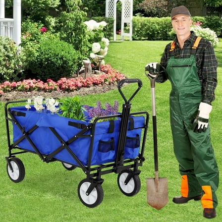 YRLLENSDAN,Beach Wagon with Big Wheels for Sand,Beach Carts for Sand,Grocery Cart on Wheels,Wagon Stroller,Foldable,Suitable for Outdoor Use,Blue