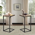 thumbnail image 1 of YRLLENSDAN C Shaped End Table for Couch Slim Side Table C Side Table Small Sofa Table with Adjustable Feet Tiny End Tables for Small Spaces, Brown 2 Pack, 1 of 7