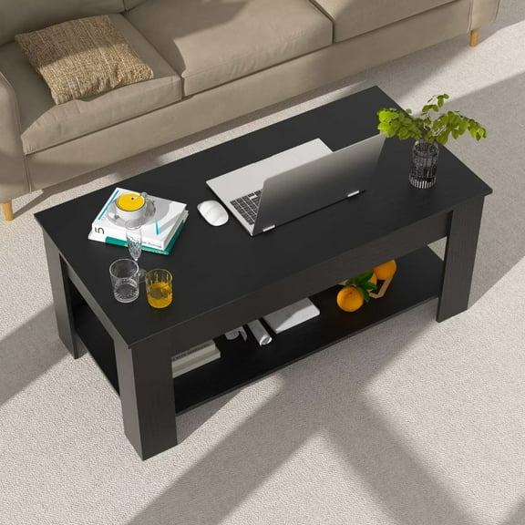 YRLLENSDAN,Coffee Tables for Living Room,Coffee Table with Storage,Lift Top Coffee Table,47.2 Inch,Wooden Tabletop,Suitable for Living Rooms and Offices,Black