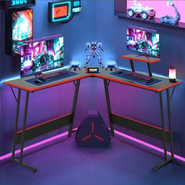 YRLLENSDAN Ergonomic L Shaped Office/Gaming Desk with Monitor Stand, Black