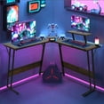 thumbnail image 1 of YRLLENSDAN L-Shaped Ergonomic Monitor Stand Gaming Desk, Brown, 1 of 7