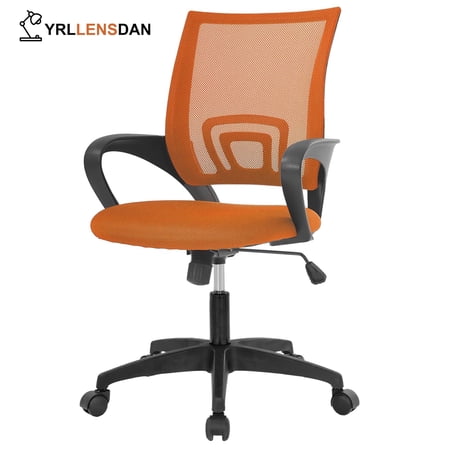 YRLLENSDAN Conference Room Chair Mesh Office Chair with Wheels Rolling Desk Chair with Arms Mesh Computer Chair for 250lb Adults Study Chair Adjustable Height,Orange
