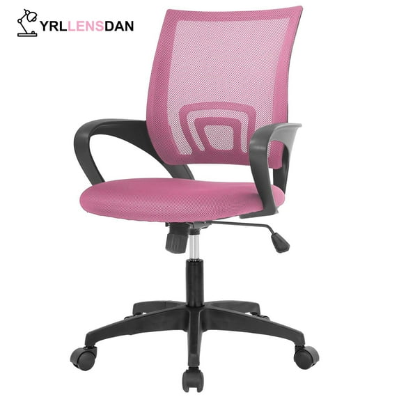 YRLLENSDAN Conference Room Chair Mesh Office Chair with Wheels Rolling Desk Chair with Arms Mesh Computer Chair for 250lb Adults Study Chair Adjustable Height,Pink