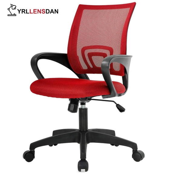 YRLLENSDAN Conference Room Chair Mesh Office Chair with Wheels Rolling Desk Chair with Arms Mesh Computer Chair for 250lb Adults Study Chair Adjustable Height,Red