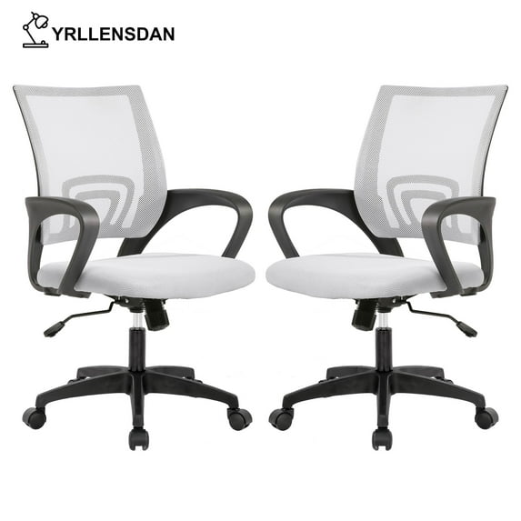 YRLLENSDAN Conference Room Chairs Mesh Office Chair with Wheels Rolling Desk Chair with Arms Mesh Computer Chair for 250lb Adults Study Chair Adjustable Height 2 Pack,White