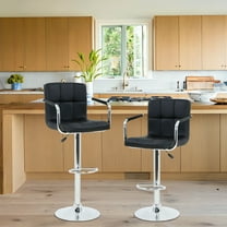 YRLLENSDAN Counter Height Bar Stools with Back Sets of 2, Barstools 2 Set Adjustable Height Modern Swivel Bar Stool PU Leather Full Back Bar Chairs for Kitchen, Black