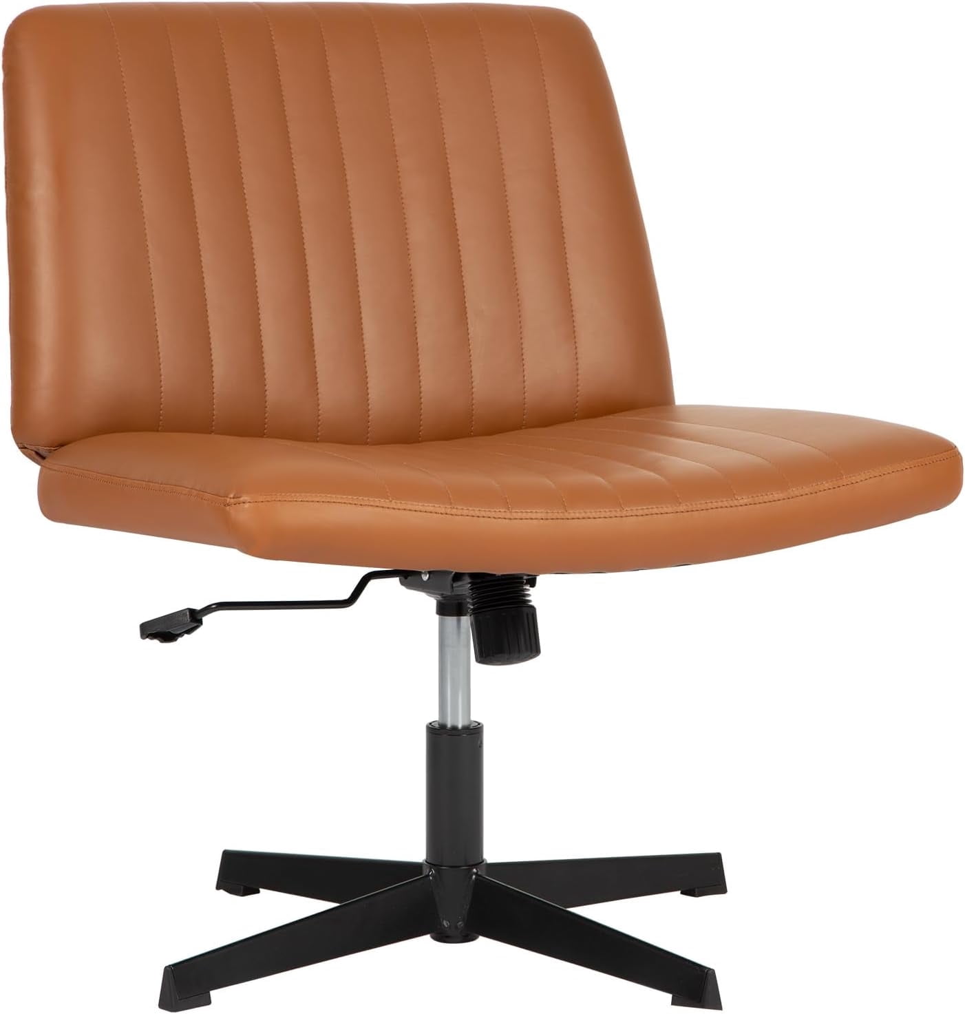 YRLLENSDAN Criss Cross Chair Wide Desk Chair Comfy Computer Chair Vanity Chair Wide Office Chair No Wheels Cross Legged Office Chair Armless Office Chair, Brown