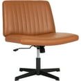 thumbnail image 1 of YRLLENSDAN Criss Cross Chair Wide Desk Chair Comfy Computer Chair Vanity Chair Wide Office Chair No Wheels Cross Legged Office Chair Armless Office Chair, Brown, 1 of 1
