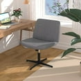 thumbnail image 1 of YRLLENSDAN Criss Cross Chair Wide Desk Chair Comfy Computer Chair Vanity Chair Wide Office Chair No Wheels Cross Legged Office Chair Armless Office Chair, Grey, 1 of 7