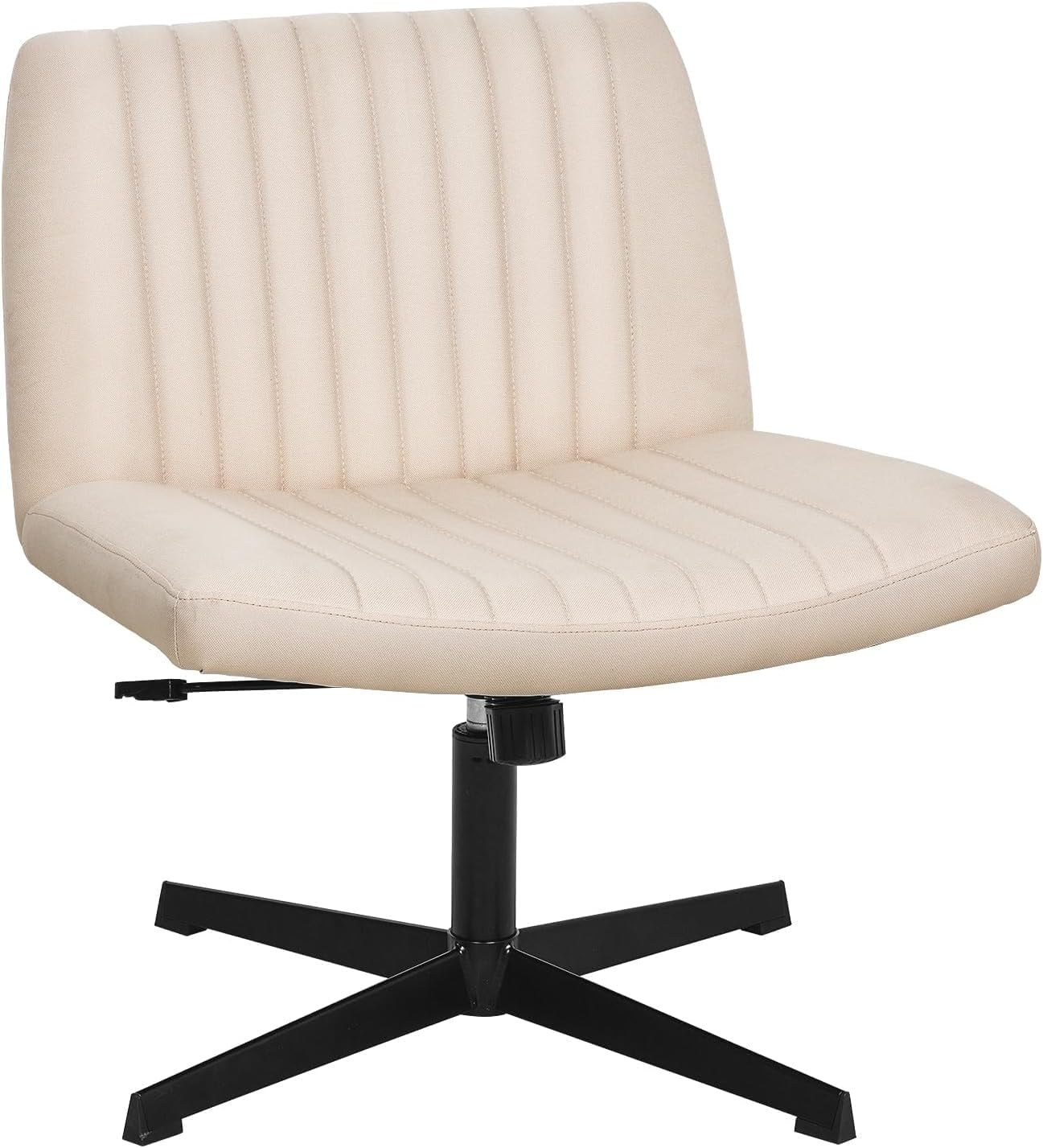 YRLLENSDAN Criss Cross Chair Wide Desk Chair Comfy Computer Chair Vanity Chair Wide Office Chair No Wheels Cross Legged Office Chair Armless Office Chair, Beige