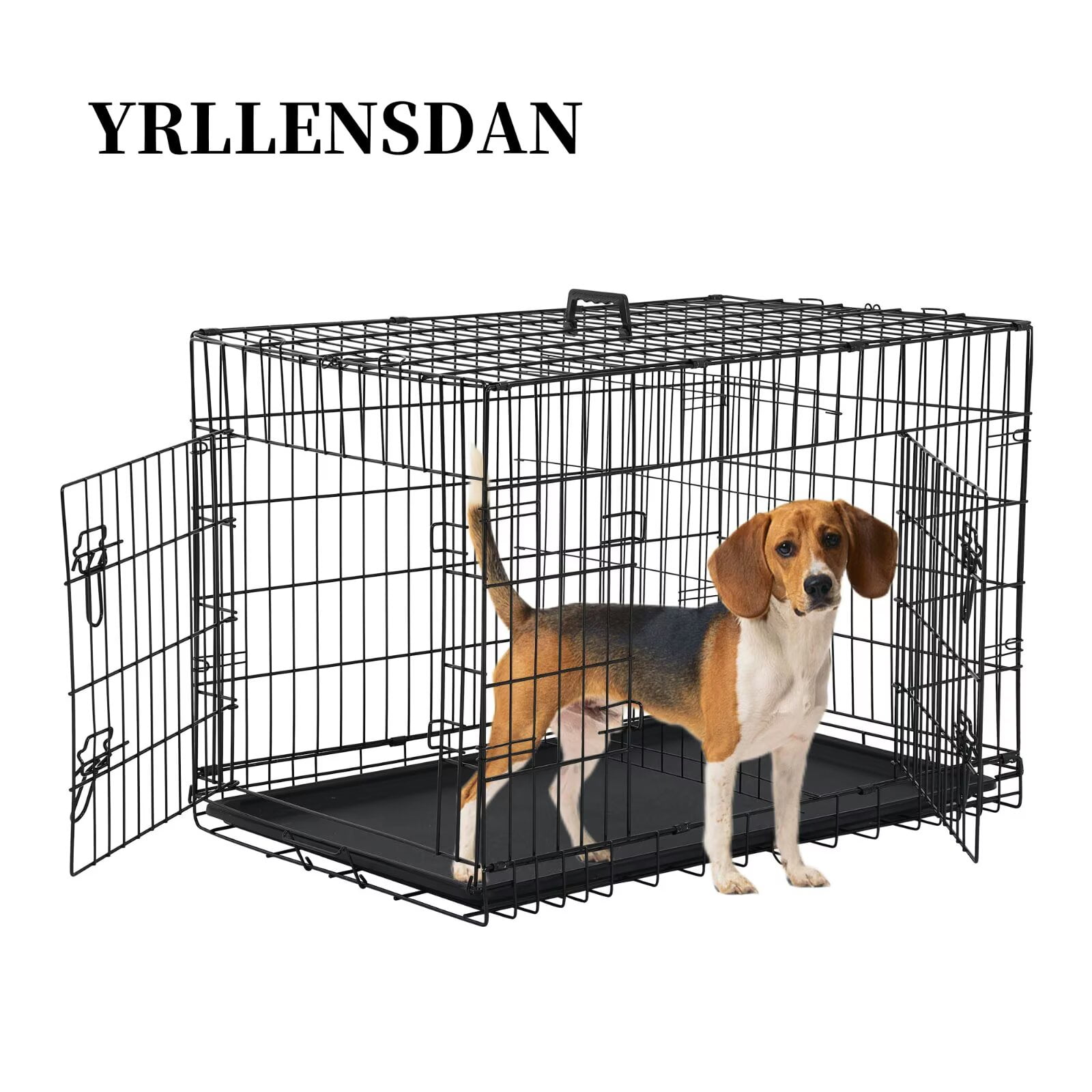 YRLLENSDAN,Dog Crates for Small Dogs, Small Dog Kennel Indoor,Dog Cages , Collapsible Dog Crate, Wire Dog Crates,Lndoor,Outdoor,30 Inch,Black