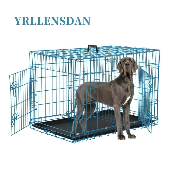 YRLLENSDAN,Dog Crates for large Dogs,large Dog Kennel Indoor,Wire Dog Crates,Collapsible Dog Crate,Crates for Dogs Indoor,48 Inch,Blue
