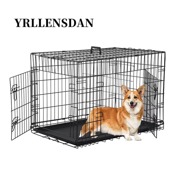 YRLLENSDAN,Dog Crates for medium Dogs,medium Dog Kennel Indoor,Collapsible Dog Crate,Crates for Dogs Indoor,Wire Dog Crates,36 Inch,Black